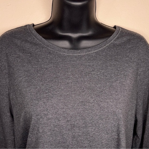 LARGE HANES GREY LONG SLEEVE WOMENS TOP CASUAL CLASSIC - Picture 9 of 12